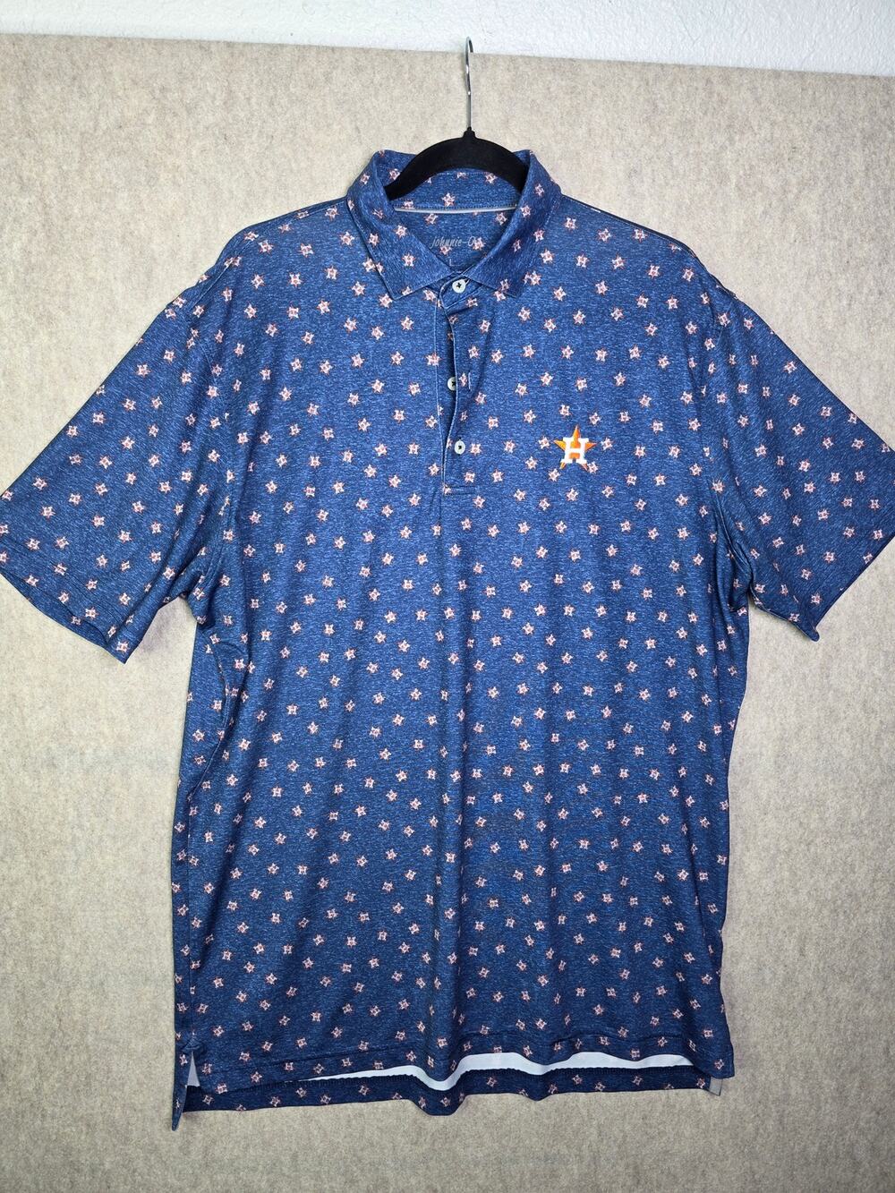 MLB johnnie-O Mens Houston Astros Performance Jersey Polo Shirt Blue Size L